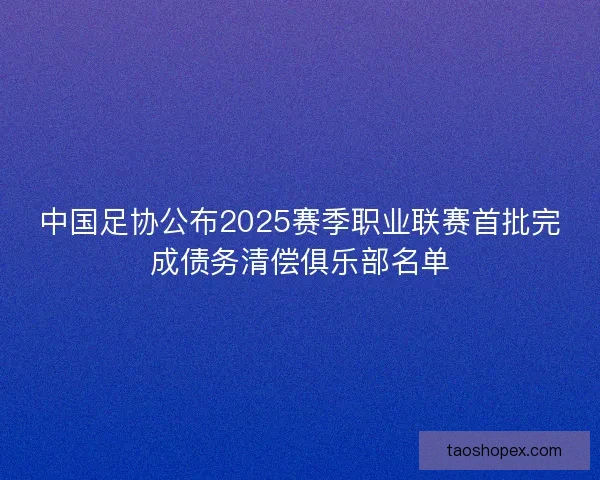 中国足协公布2025赛季职业联赛首批完成债务清偿俱乐部名单